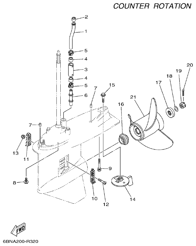 Yamaha F150FET, FL150FET LOWER CASING & DRIVE 4 parts diagram